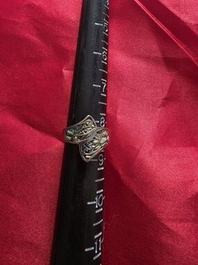 Silver Filigree Wrap Ring with Turquoise Enamel Accents